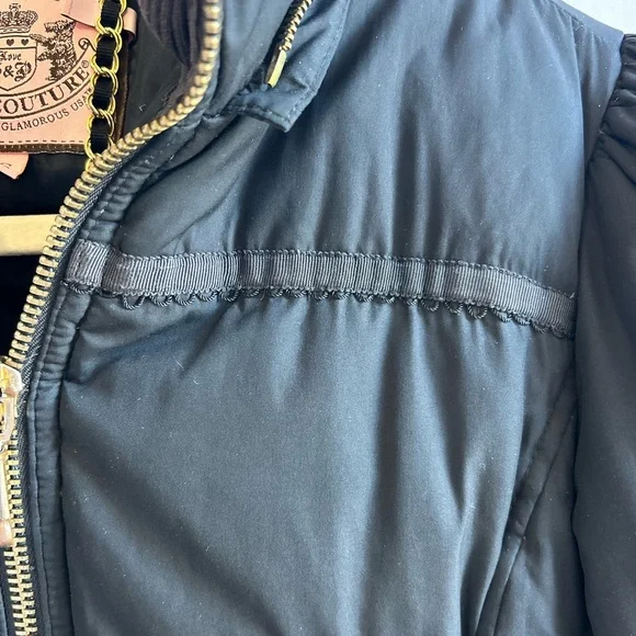 Juicy Couture Black Quilted Puffer Jacket with fur hood - Picture 2 of 6